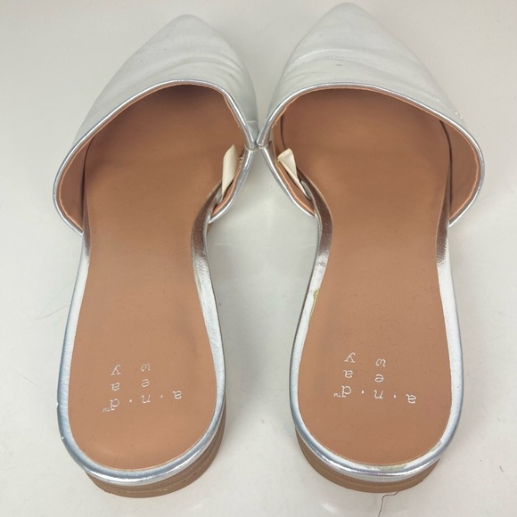 A NEW DAY Silver Slip-on Mules Slides - Size 6 - Picture 9 of 9